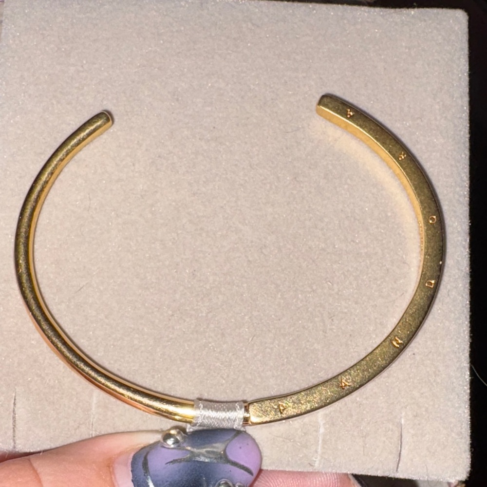 Pandora Gold Cuff Bracelet with Silver Charm